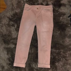 cute pink cropped khaki jeans